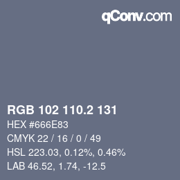 カラーコード: RGB 102 110.2 131 | qconv.com