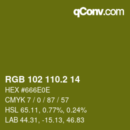 カラーコード: RGB 102 110.2 14 | qconv.com
