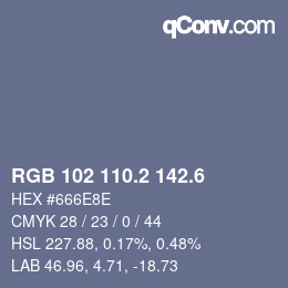 カラーコード: RGB 102 110.2 142.6 | qconv.com