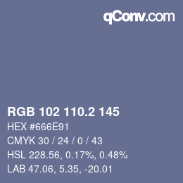 カラーコード: RGB 102 110.2 145 | qconv.com