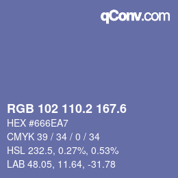 カラーコード: RGB 102 110.2 167.6 | qconv.com