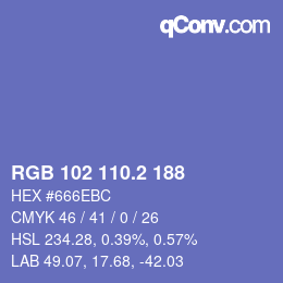 カラーコード: RGB 102 110.2 188 | qconv.com