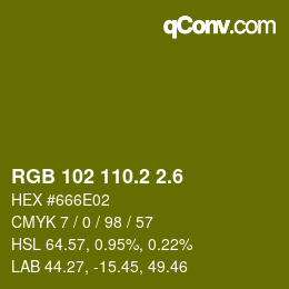 カラーコード: RGB 102 110.2 2.6 | qconv.com
