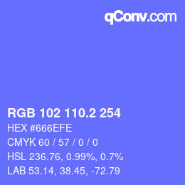 カラーコード: RGB 102 110.2 254 | qconv.com