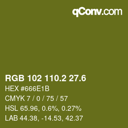 カラーコード: RGB 102 110.2 27.6 | qconv.com