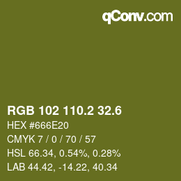カラーコード: RGB 102 110.2 32.6 | qconv.com