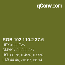 カラーコード: RGB 102 110.2 37.6 | qconv.com