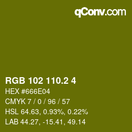 カラーコード: RGB 102 110.2 4 | qconv.com