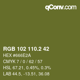 カラーコード: RGB 102 110.2 42 | qconv.com