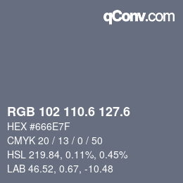 カラーコード: RGB 102 110.6 127.6 | qconv.com