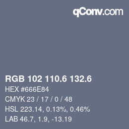 カラーコード: RGB 102 110.6 132.6 | qconv.com