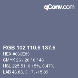 カラーコード: RGB 102 110.6 137.6 | qconv.com