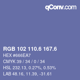 カラーコード: RGB 102 110.6 167.6 | qconv.com