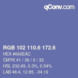 カラーコード: RGB 102 110.6 172.6 | qconv.com