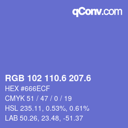 カラーコード: RGB 102 110.6 207.6 | qconv.com
