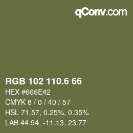 カラーコード: RGB 102 110.6 66 | qconv.com