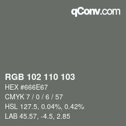 Color code: RGB 102 110 103 | qconv.com