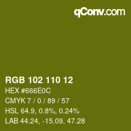 Color code: RGB 102 110 12 | qconv.com