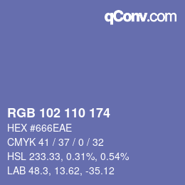 Color code: RGB 102 110 174 | qconv.com