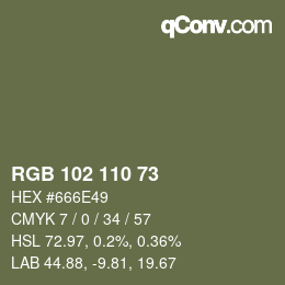 Código de color: RGB 102 110 73 | qconv.com