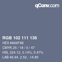 Color code: RGB 102 111 136 | qconv.com