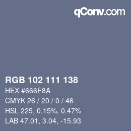 Código de color: RGB 102 111 138 | qconv.com