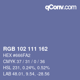 Color code: RGB 102 111 162 | qconv.com