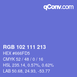 Color code: RGB 102 111 213 | qconv.com