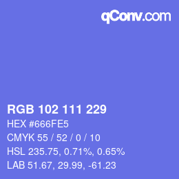 Color code: RGB 102 111 229 | qconv.com