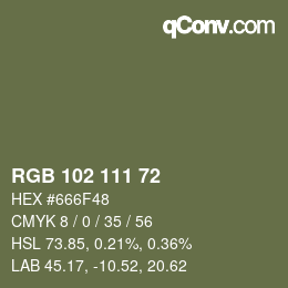 颜色代码: RGB 102 111 72 | qconv.com