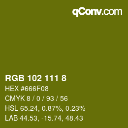 カラーコード: RGB 102 111 8 | qconv.com