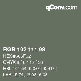 Código de color: RGB 102 111 98 | qconv.com