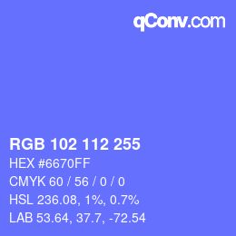 Color code: RGB 102 112 255 | qconv.com
