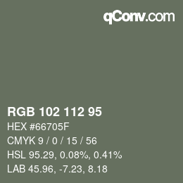 Color code: RGB 102 112 95 | qconv.com