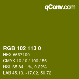 Color code: RGB 102 113 0 | qconv.com