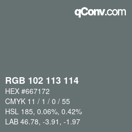 Color code: RGB 102 113 114 | qconv.com