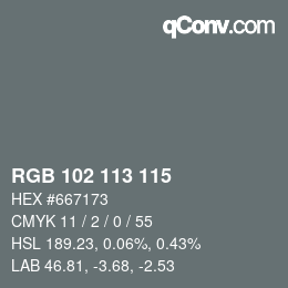 Color code: RGB 102 113 115 | qconv.com