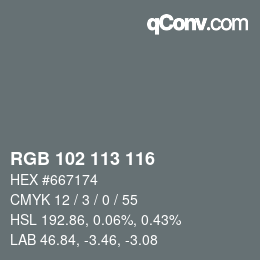 Color code: RGB 102 113 116 | qconv.com