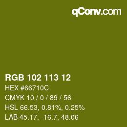 Color code: RGB 102 113 12 | qconv.com