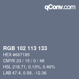 颜色代码: RGB 102 113 133 | qconv.com