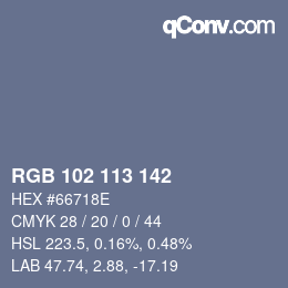 Color code: RGB 102 113 142 | qconv.com