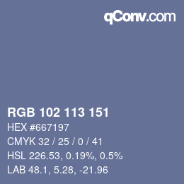 Color code: RGB 102 113 151 | qconv.com
