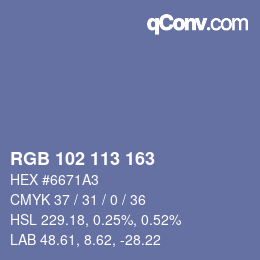 Code couleur: RGB 102 113 163 | qconv.com