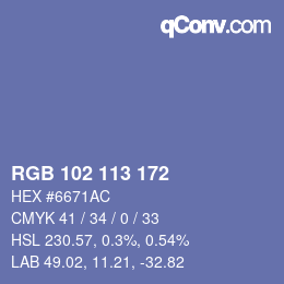 カラーコード: RGB 102 113 172 | qconv.com