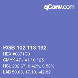 Color code: RGB 102 113 192 | qconv.com