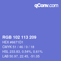 カラーコード: RGB 102 113 209 | qconv.com