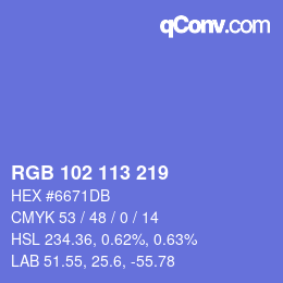 Color code: RGB 102 113 219 | qconv.com