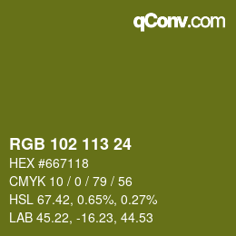 Color code: RGB 102 113 24 | qconv.com