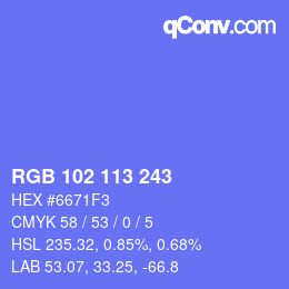 Color code: RGB 102 113 243 | qconv.com
