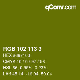 Color code: RGB 102 113 3 | qconv.com